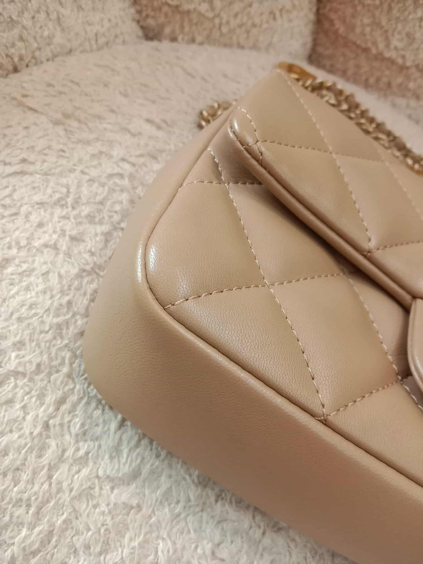 Chanel Seasonal Flap Heart Charms Beige Microchipped