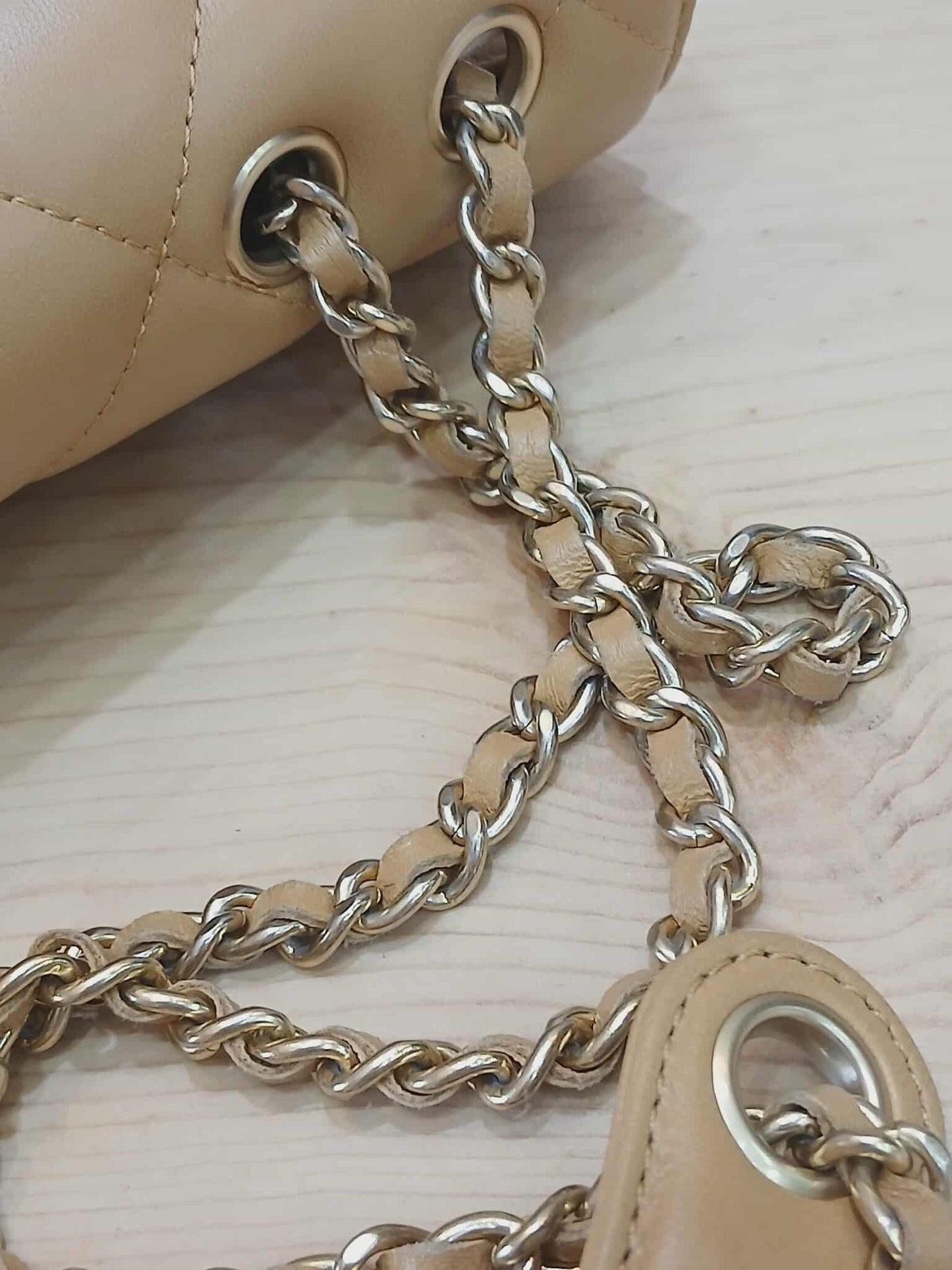 Chanel Diamond CC Chain Brown Caramel Lambskin Flap Bag Series 18