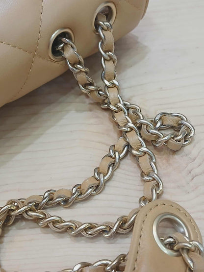 Chanel Diamond CC Chain Brown Caramel Lambskin Flap Bag Series 18