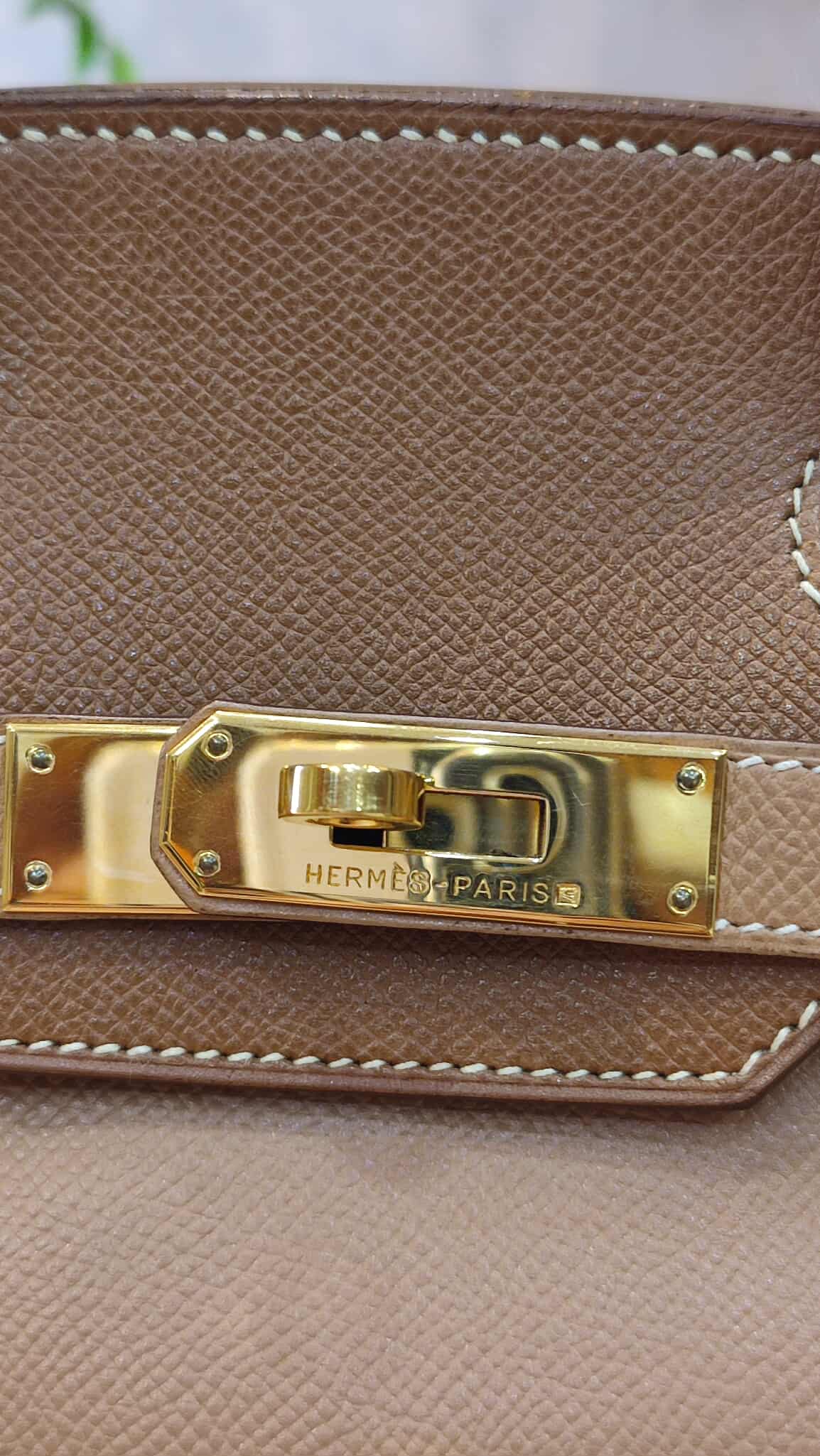 Hermes Birkin 30 Bicolor Gold/Biscuit Epsom Stamp G Square 2003 GHW