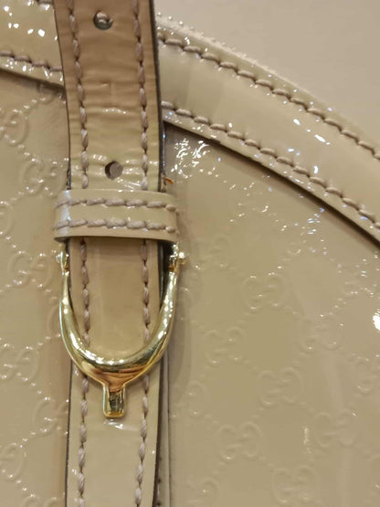 Gucci Beige Microguccissima Nice Patent Leather Satchel Bag