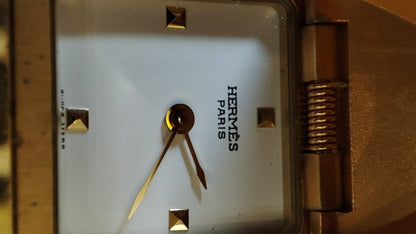 Hermes Vintage Gold Plated Medor Watch Epsom Yellow Stamp Y Circle 1995