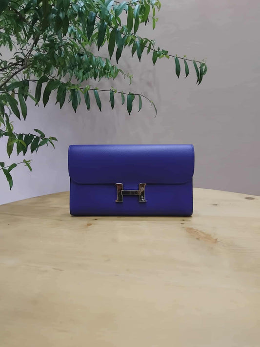 Hermes Constance Long Wallet Epsom Bleu Royal Stamp R 2014