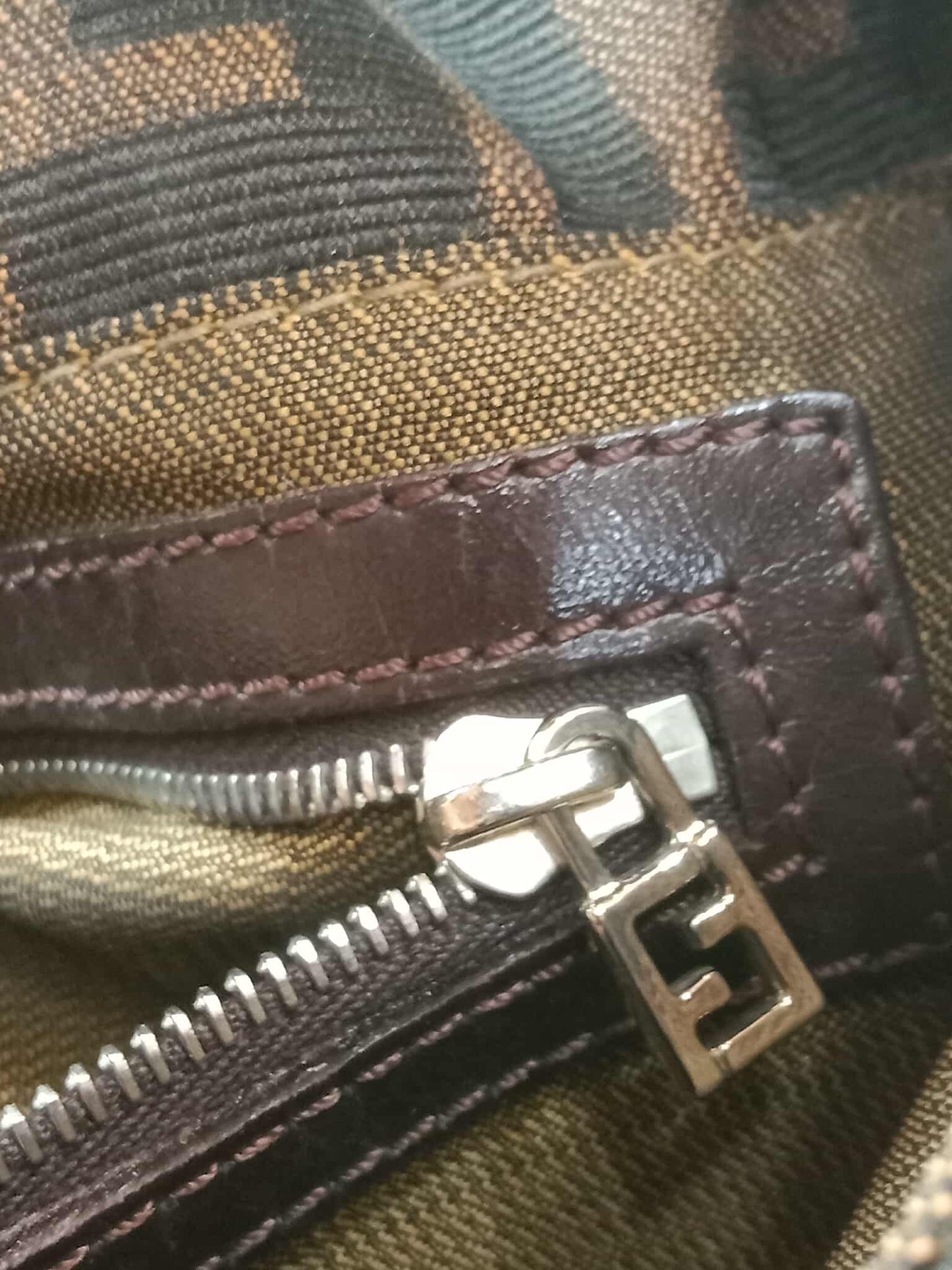 Fendi Zucca Baguette Brown Bag