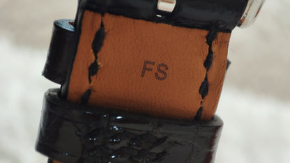 Hermes H Watch Noir Croc Leather Strap