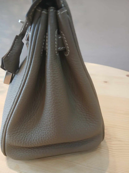 Hermes Birkin 25 Etoupe Clemence Stamp A 2017