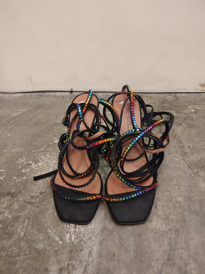 Amina Muaddi x AGWE Rainbow LSD Glasi Heeled Sandals Size 36 Black