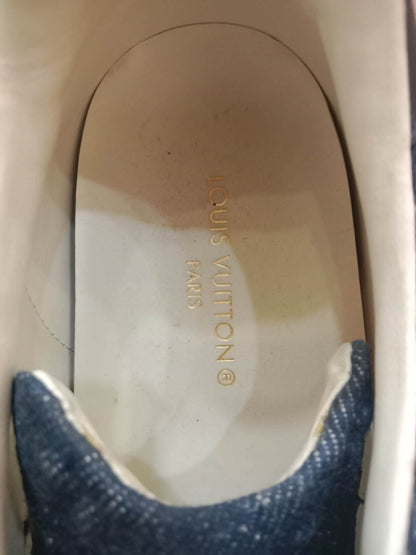 Louis Vuitton Time Out Sneakers Dark Blue Denim Monogram Embossed Pattern Size 37.5