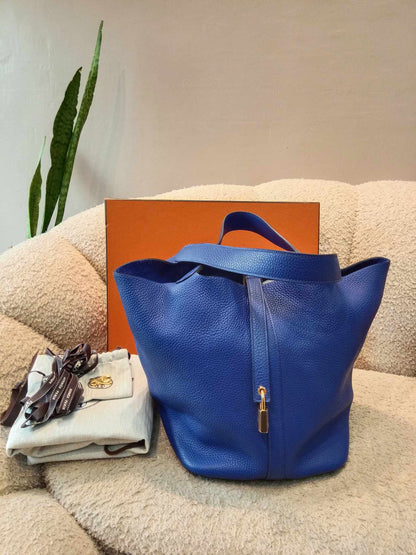 Hermes Picotin 26 Clemence Bleu Electrique Stamp C 2018