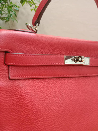 Hermes Kelly 32 Rouge Casaque Togo Stamp I Square 2005