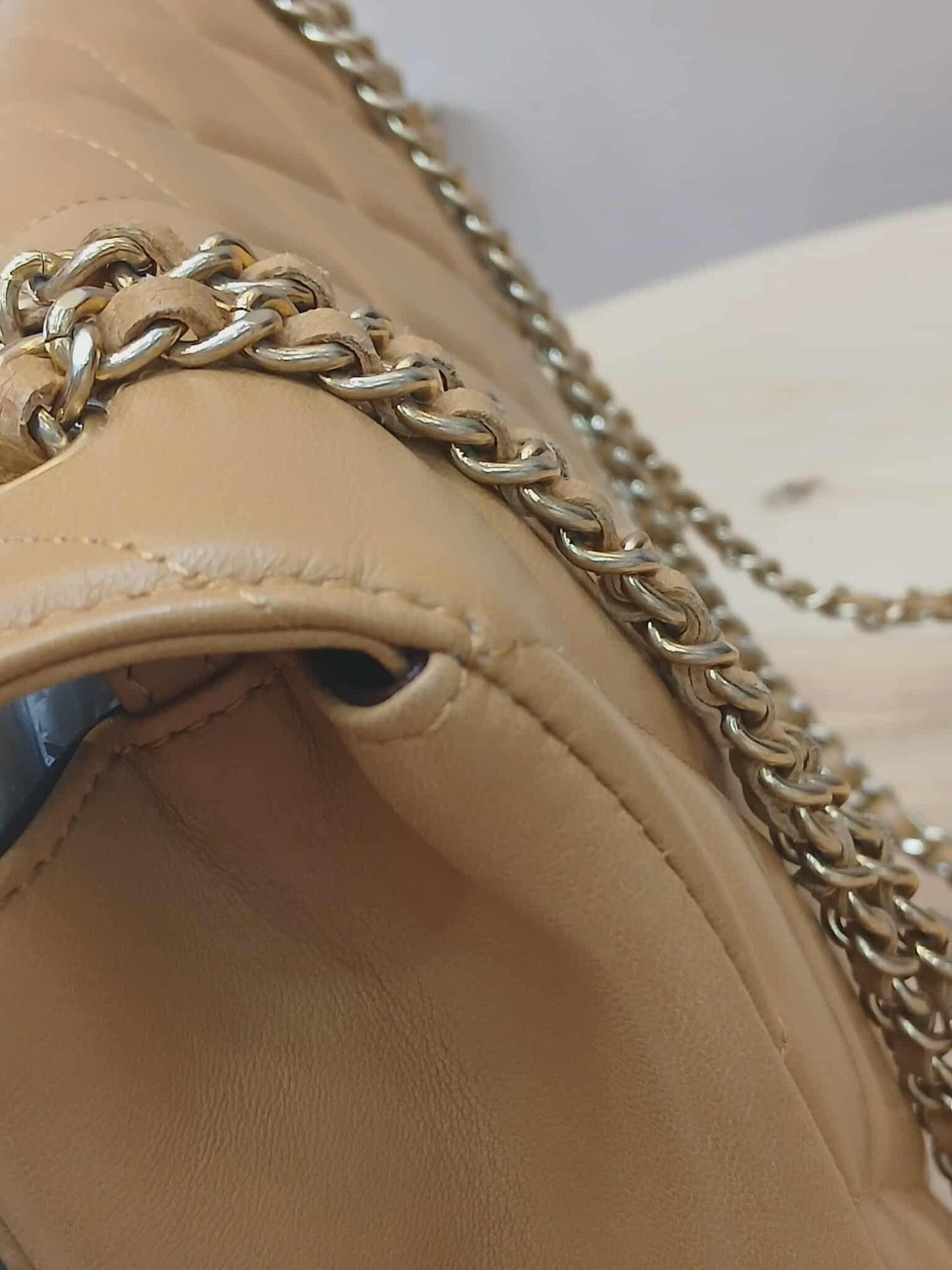 Chanel Diamond CC Chain Brown Caramel Lambskin Flap Bag Series 18