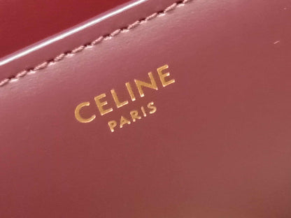 Celine Medium Classic Box Bag In Burgundy Calfskin Leather