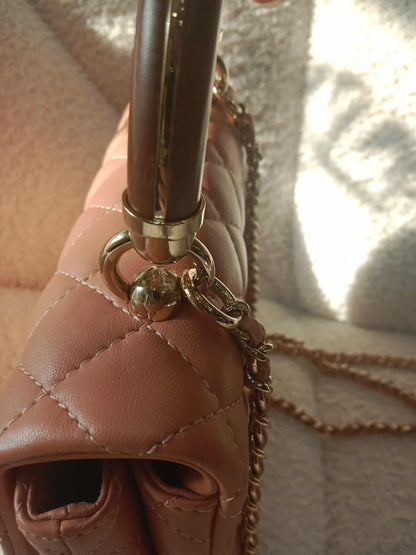 Chanel Mini Seasonal Wood Top Handle Flap Bag Peach Series 26