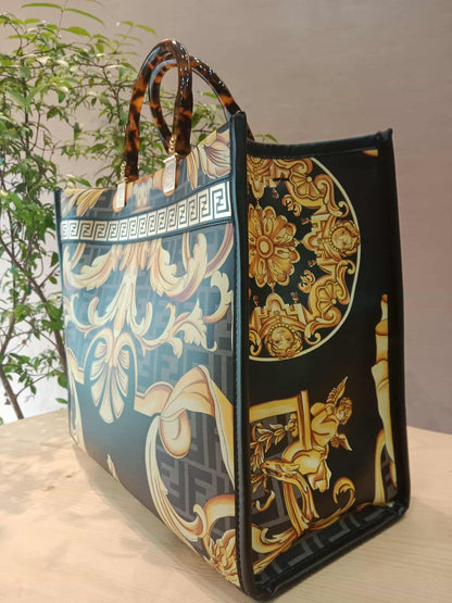 Fendi x Versace Fendace Baroque Print Sunshine Shopper Tote Satchel