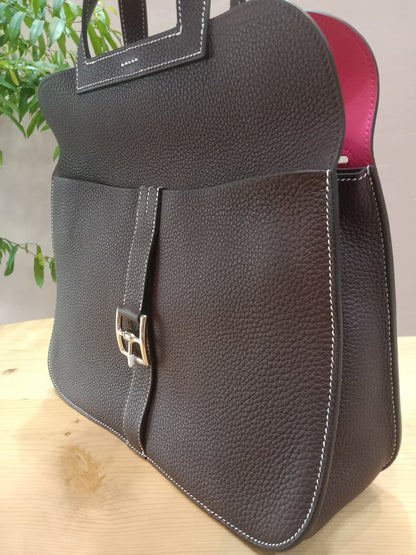 Hermes Halzan 31 Clemence Bicolor Rouge/Pink Stamp B 2023