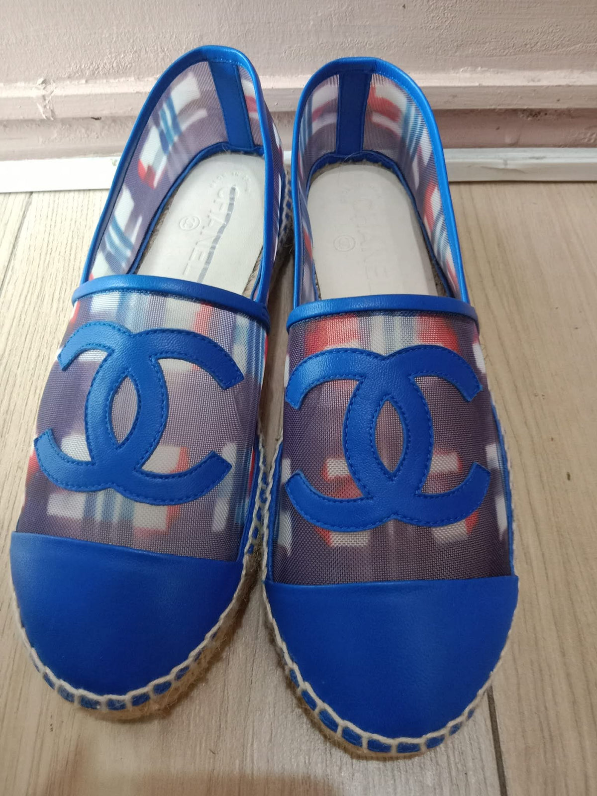 Chanel CC Espadrille Flats Blue Size 37