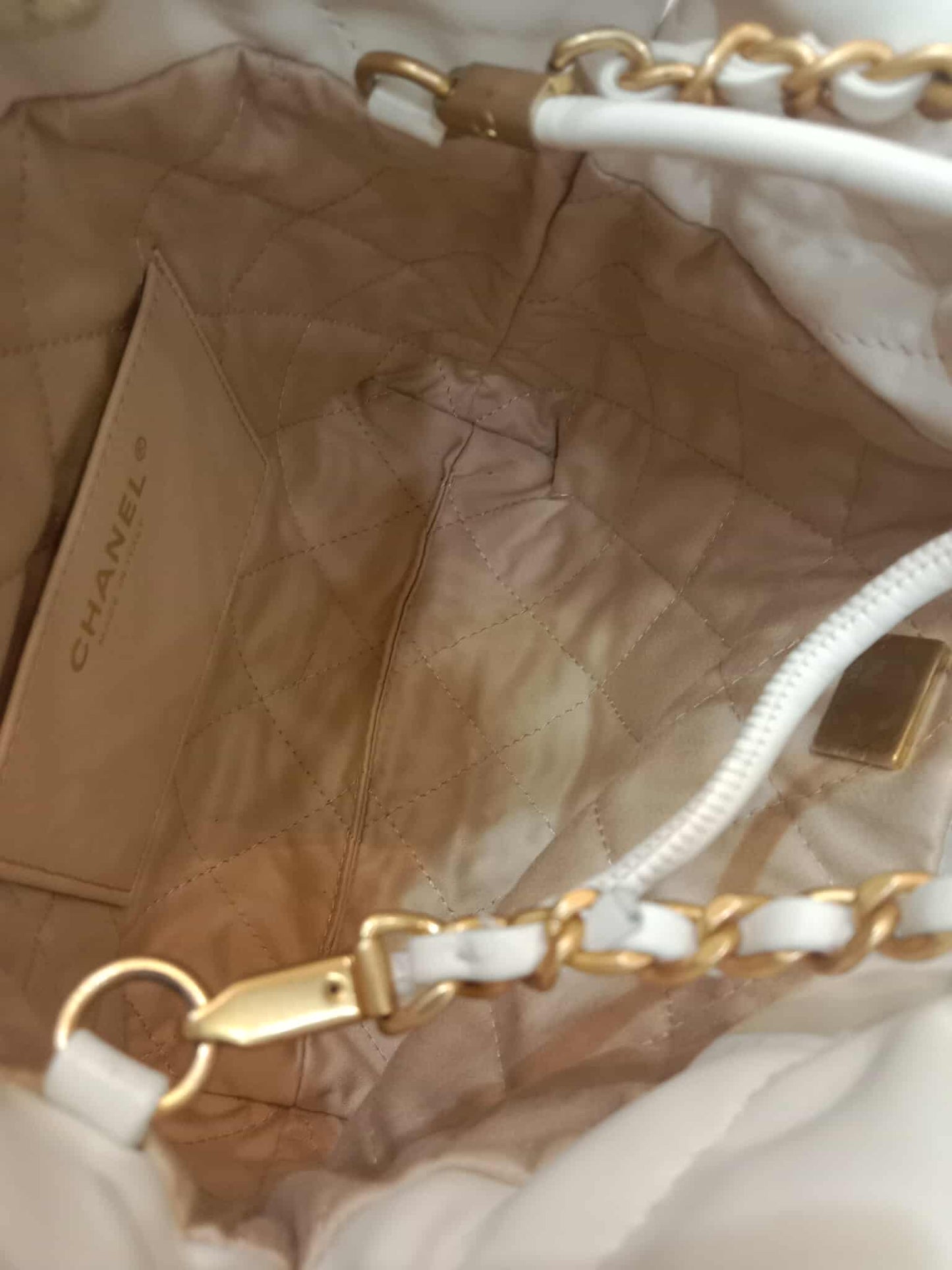 Chanel 22 Mini Tote Lambskin White Microchipped