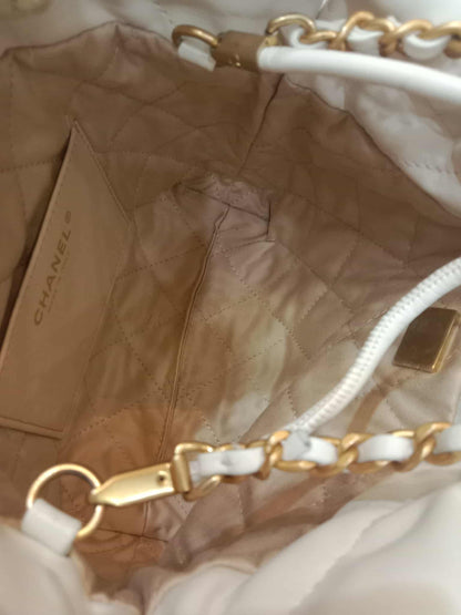 Chanel 22 Mini Tote Lambskin White Microchipped