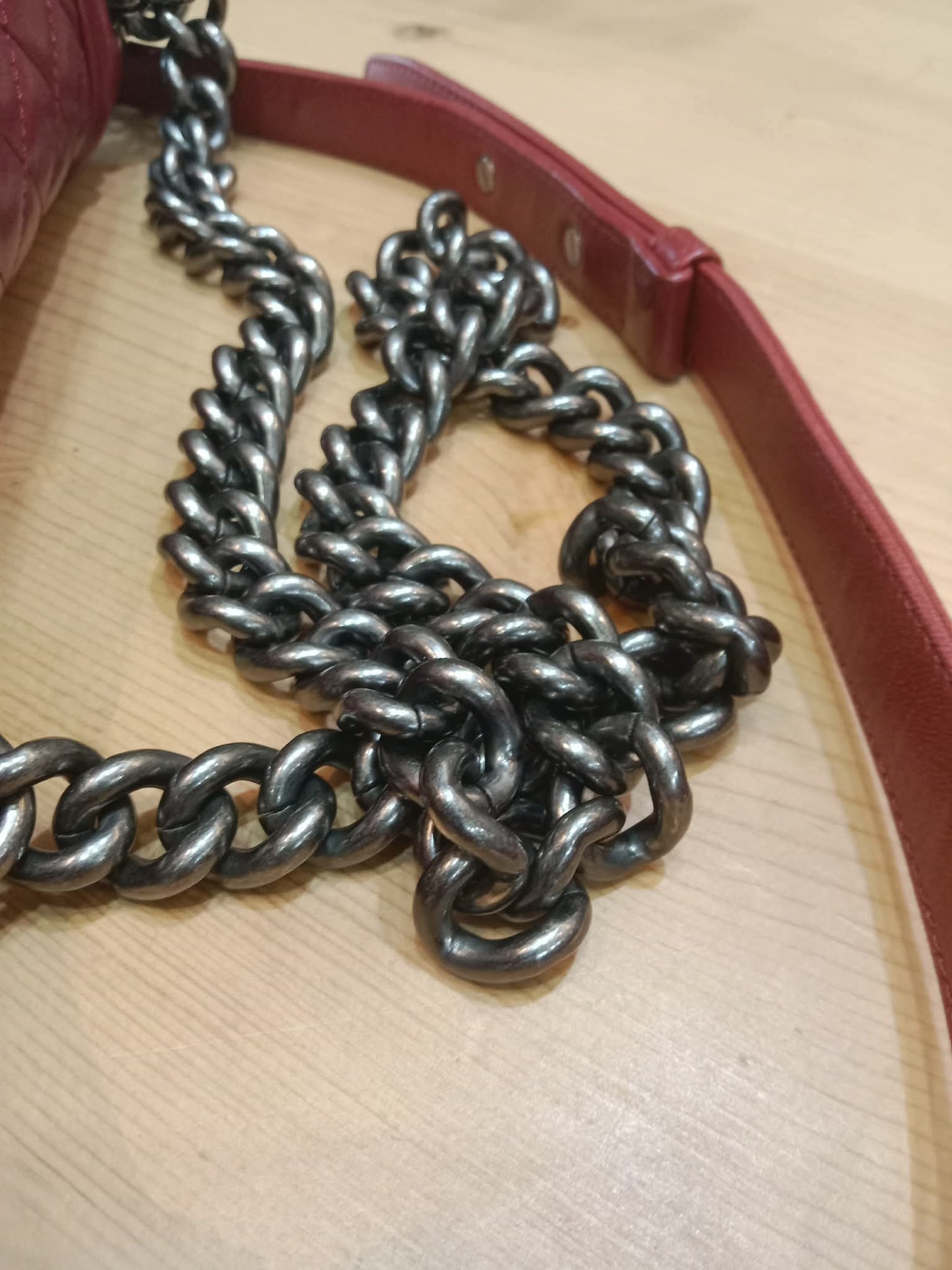 Chanel Le Boy Bag Red Lambskin Medium Series 18