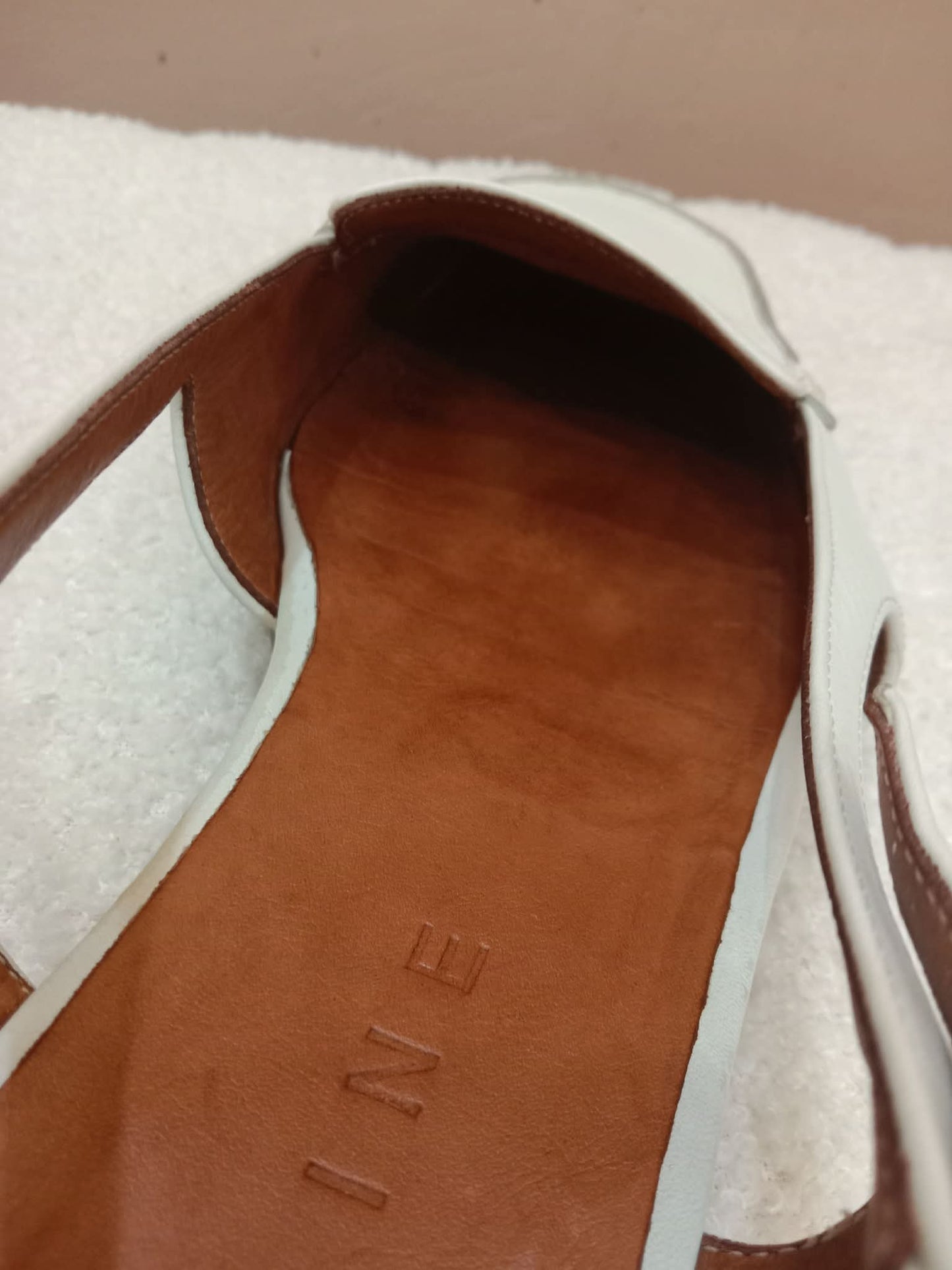 Celine Leather Slingback Loafers Classic Square-Toe Design White Size 37.5