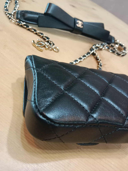 Chanel Bow Chain Belt Bag Black Lambskin Series 31