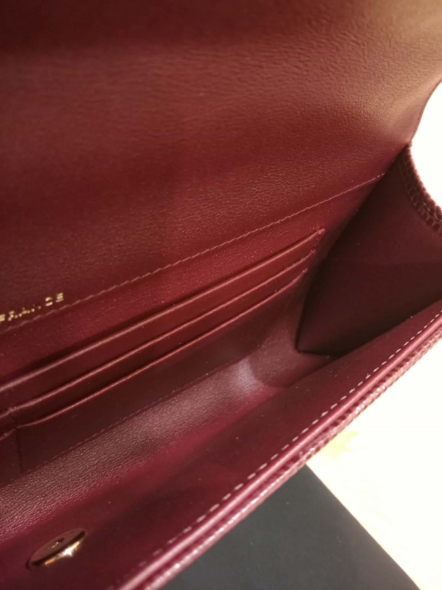 Chanel Tophandle Lizard Embossed Calfskin Clutch Dar Burgundy Microchipped