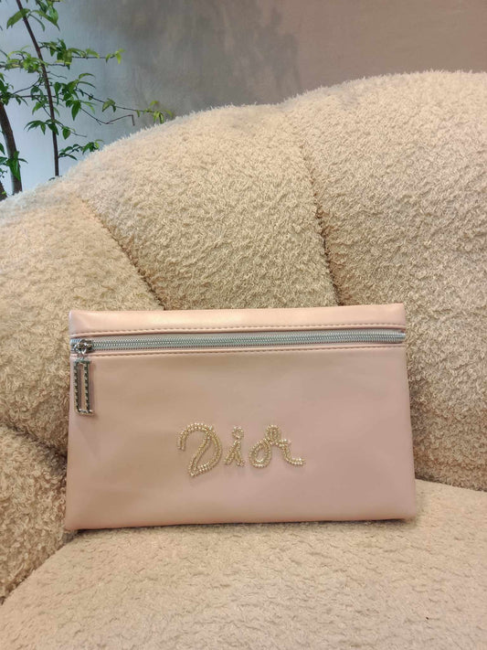 Dior Logo Beads Cosmetic Novelty Pouch Light Pink