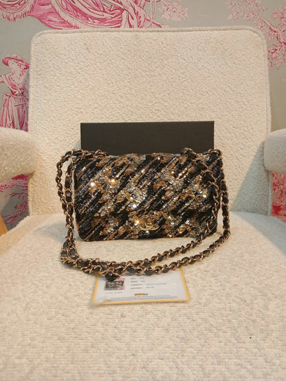 Chanel Mini Rectangular Gold/Black Sequin Limited Edition Microchipped