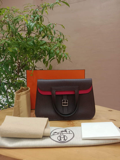 Hermes Halzan 25 Clemence Rouge/Framboise Stamp Z 2021