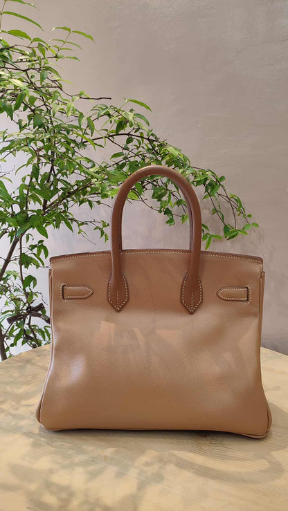 Hermes Birkin 30 Bicolor Gold/Biscuit Epsom Stamp G Square 2003 GHW