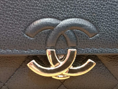 Chanel CC Box Wallet On Chain Caviar Navy Blue Series 27