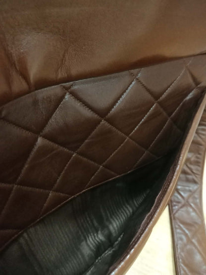 Chanel Shoulder Bag Embossed CC Logo Vintage Chocolate Brown