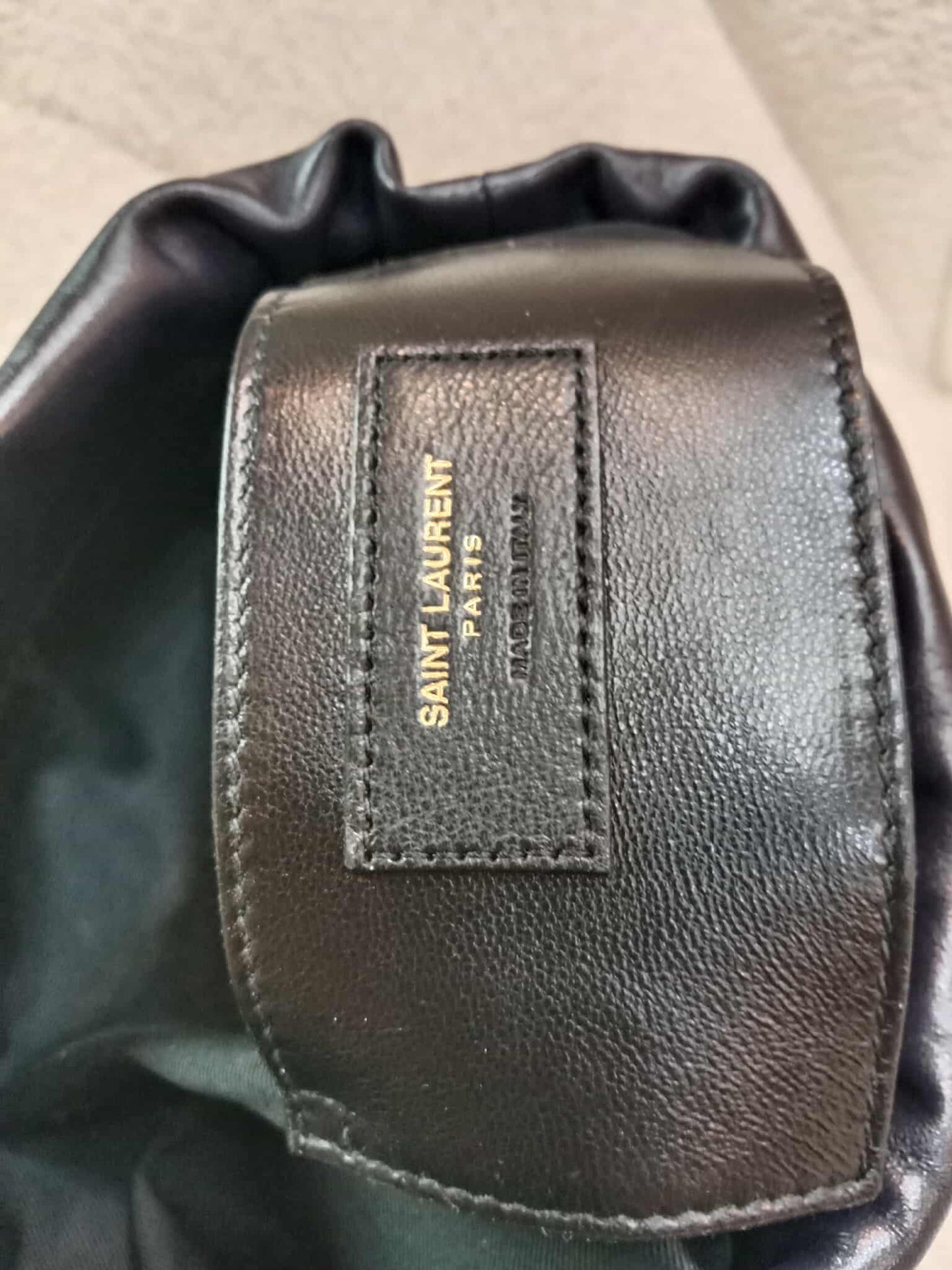 Saint Laurent Alix Stripes Quilted Leather Bucket Bag Bicolor Beige/Black