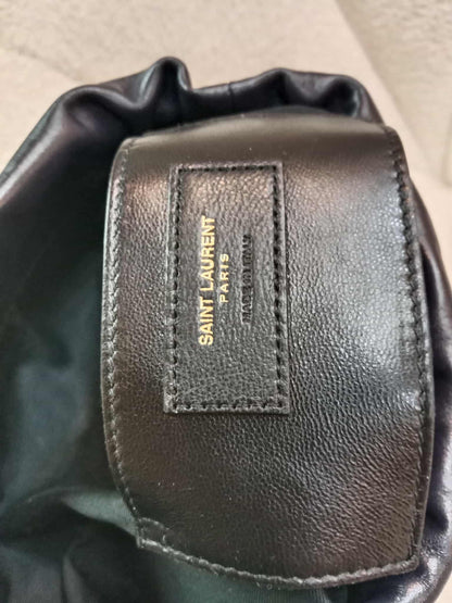 Saint Laurent Alix Stripes Quilted Leather Bucket Bag Bicolor Beige/Black