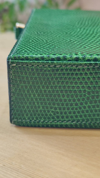 Hermes Lizard Green Vintage Bag Stamp O Circle 1985
