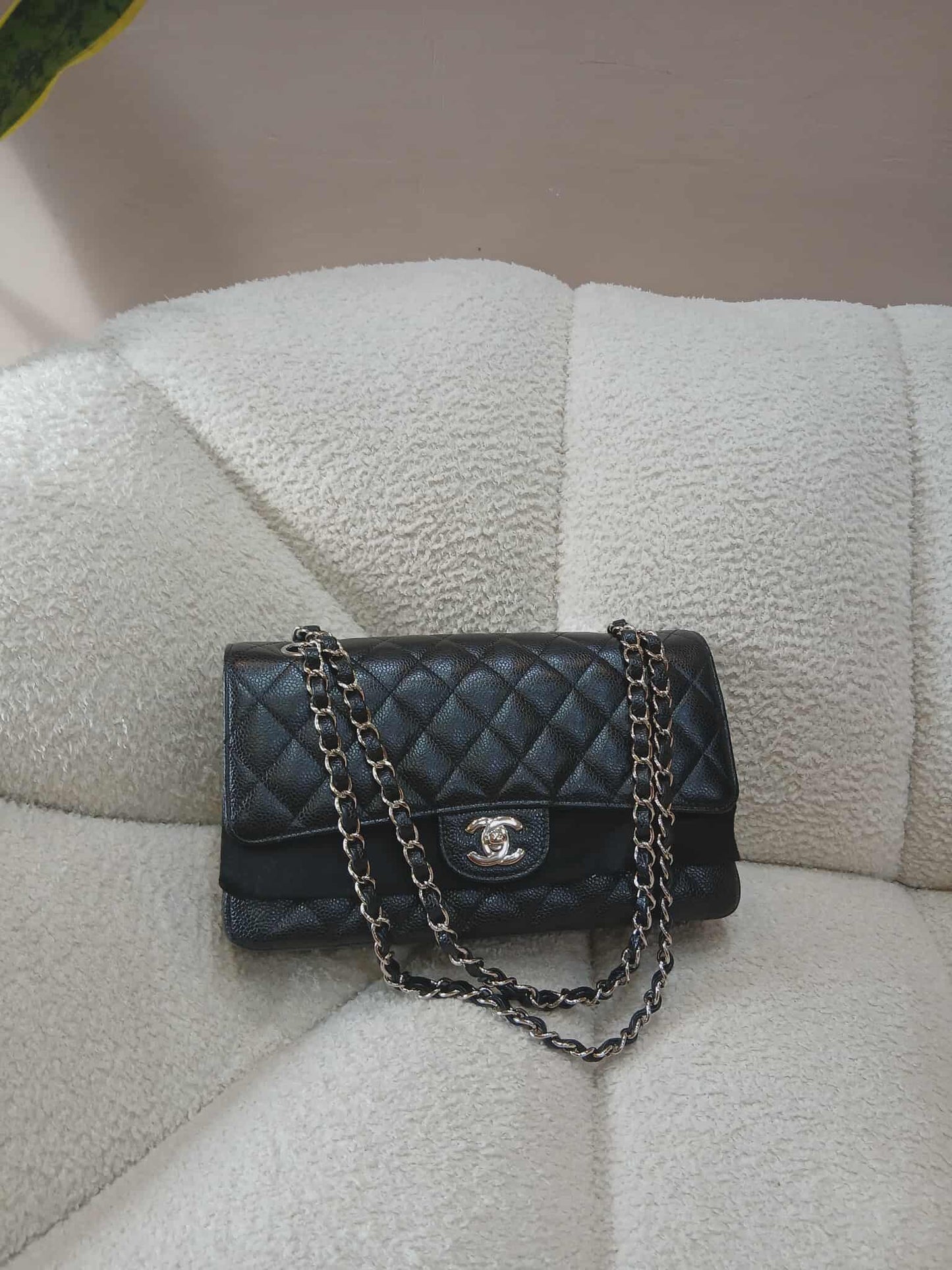 Chanel Medium Double Flap Black Caviar Series 27