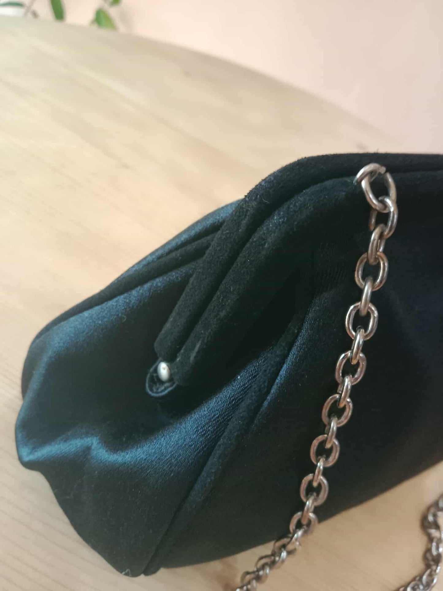 Prada Black Satin Raso Chic Kisslock Eastwest Bag