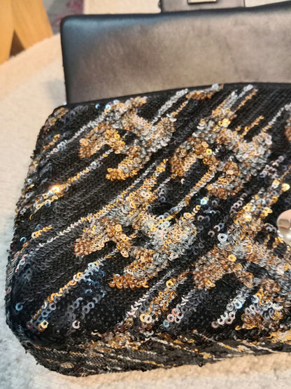 Chanel Mini Rectangular Gold/Black Sequin Limited Edition Microchipped