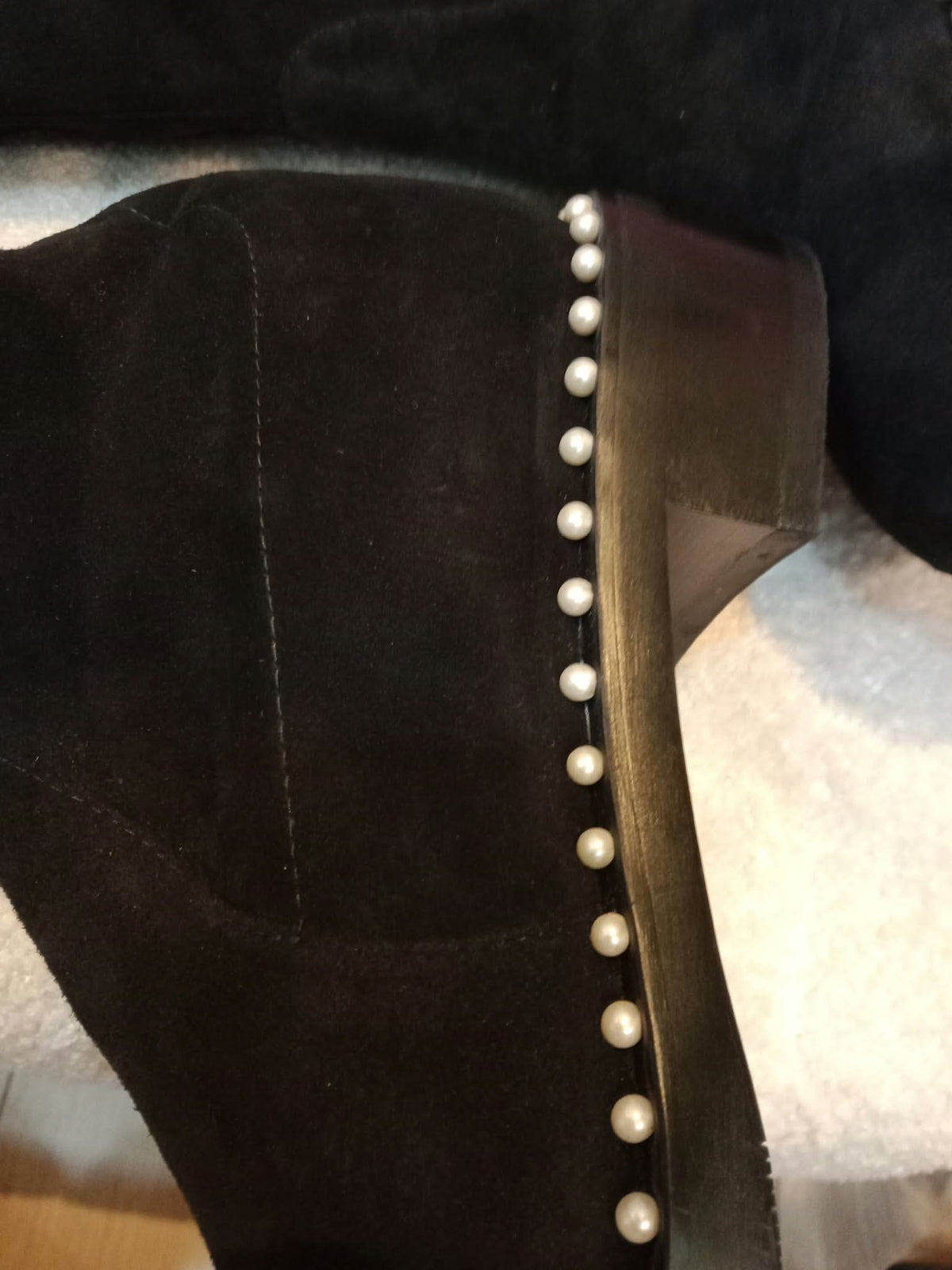 Stuart Weitzman Lowland Lift Pearl Over-the-Knee Boots Black Size 37 1//2