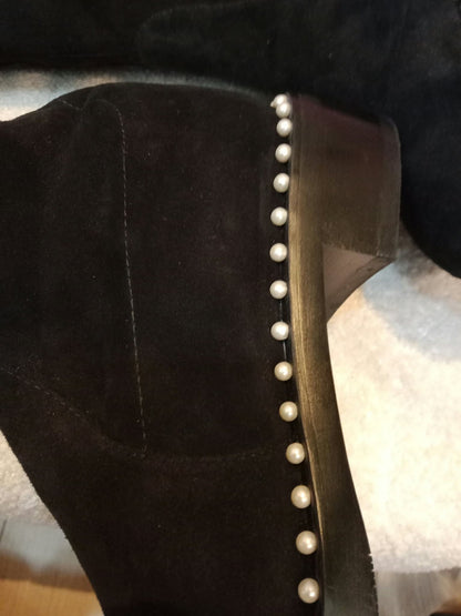 Stuart Weitzman Lowland Lift Pearl Over-the-Knee Boots Black Size 37 1//2