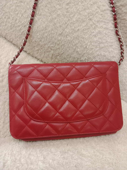 Chanel Classic Wallet On Chain Red Lambskin Series 16