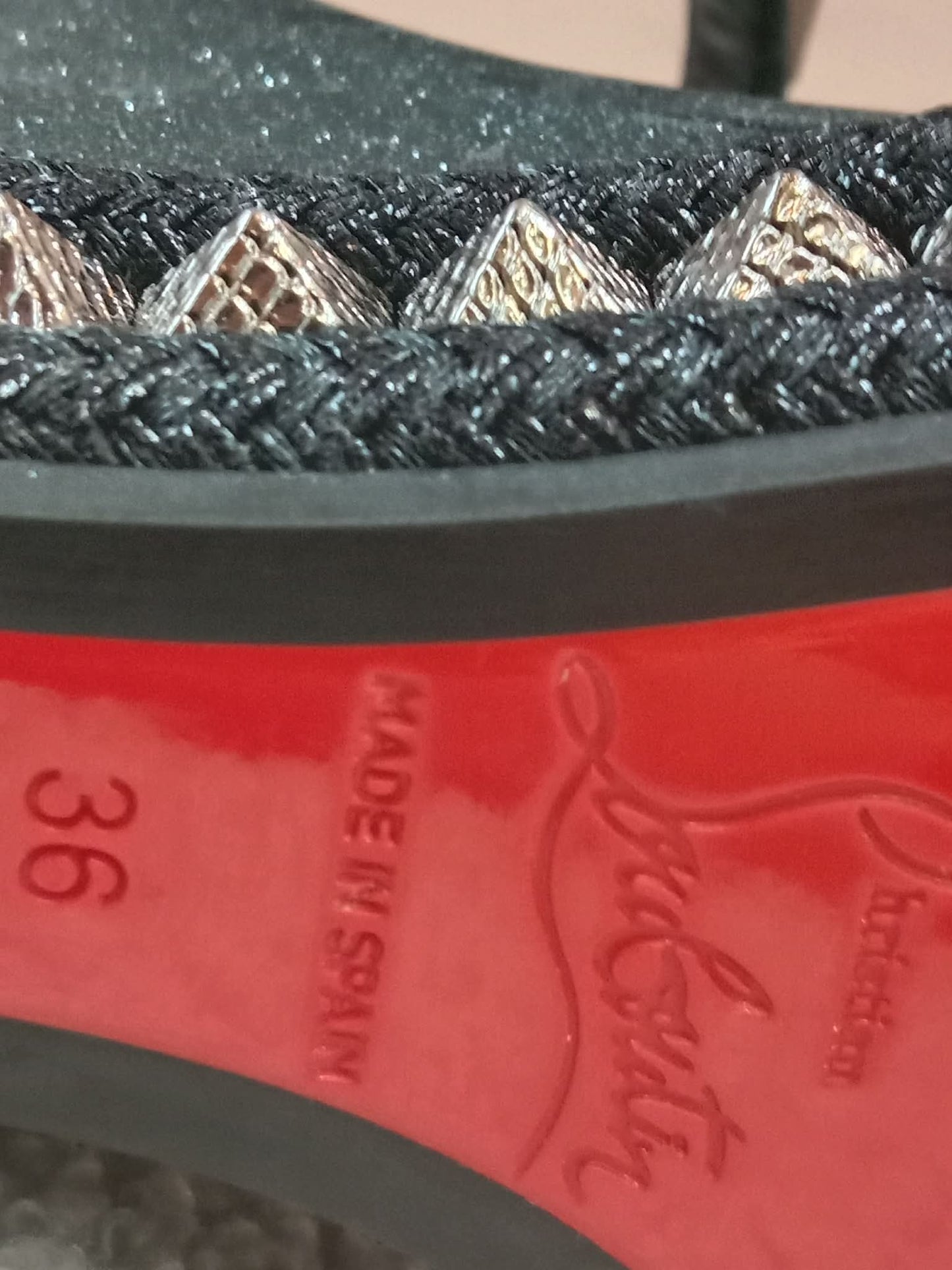 Christian Louboutin Pyraclou Wedge Black Pyramid Studs Size 36