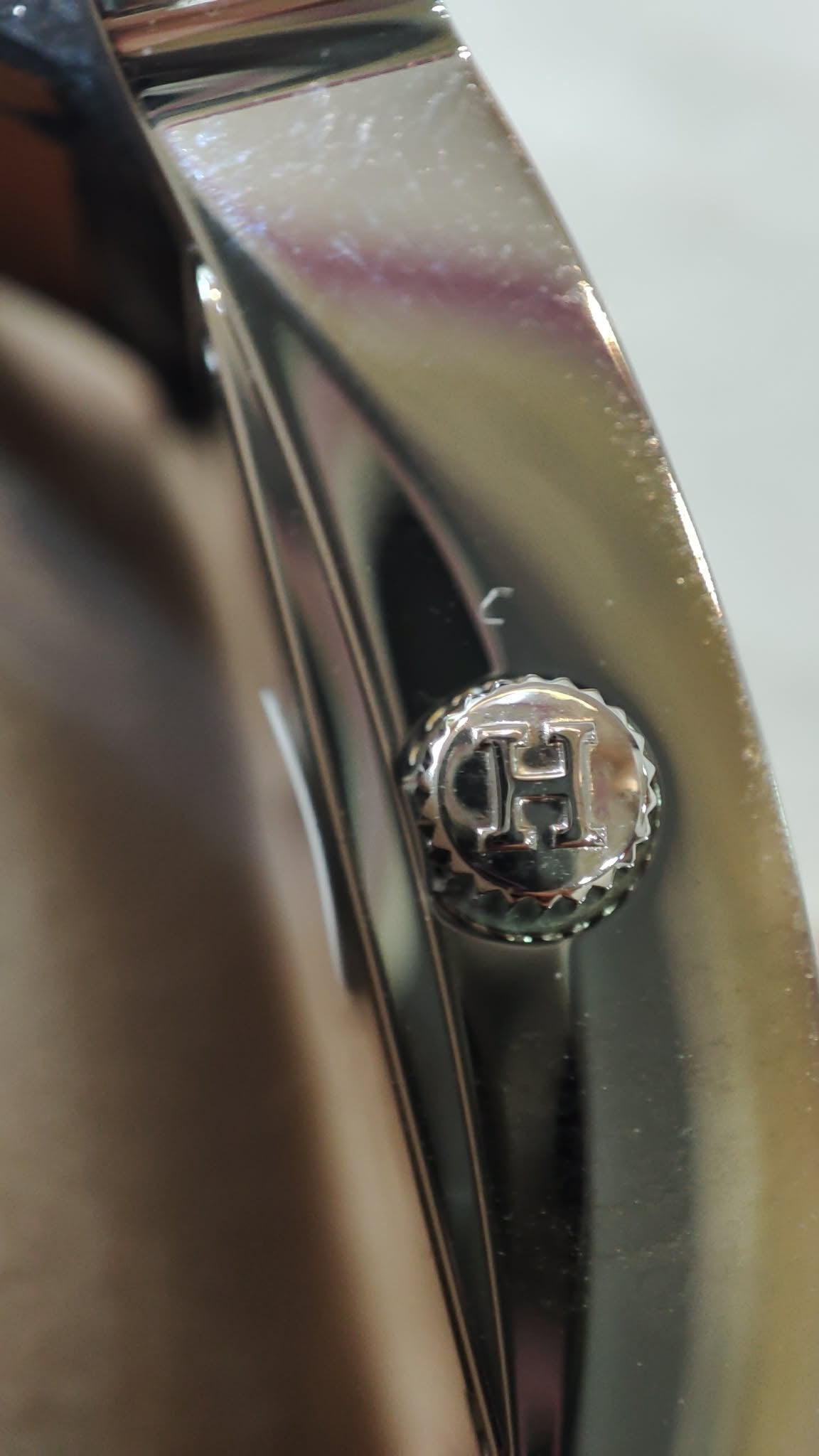 Hermes H Watch Noir Croc Leather Strap