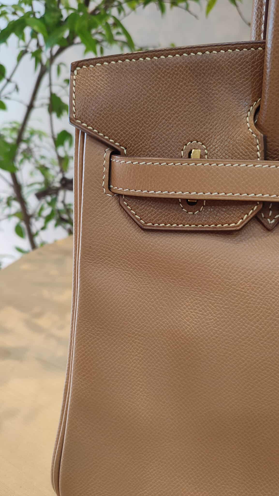 Hermes Birkin 30 Bicolor Gold/Biscuit Epsom Stamp G Square 2003 GHW