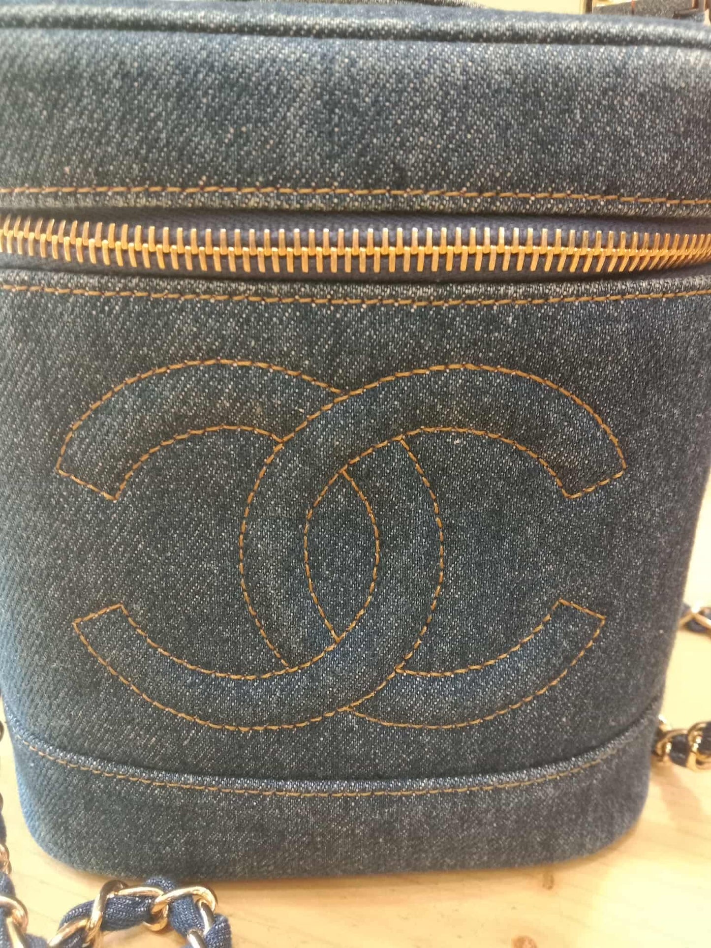 Chanel Denim Vanity Gold-Tone Hardware and the Signature Interlocking CC Logo Series 4