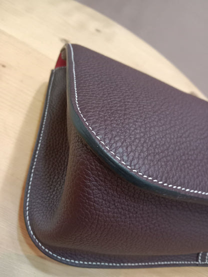Hermes Halzan 31 Clemence Bicolor Rouge/Pink Stamp B 2023