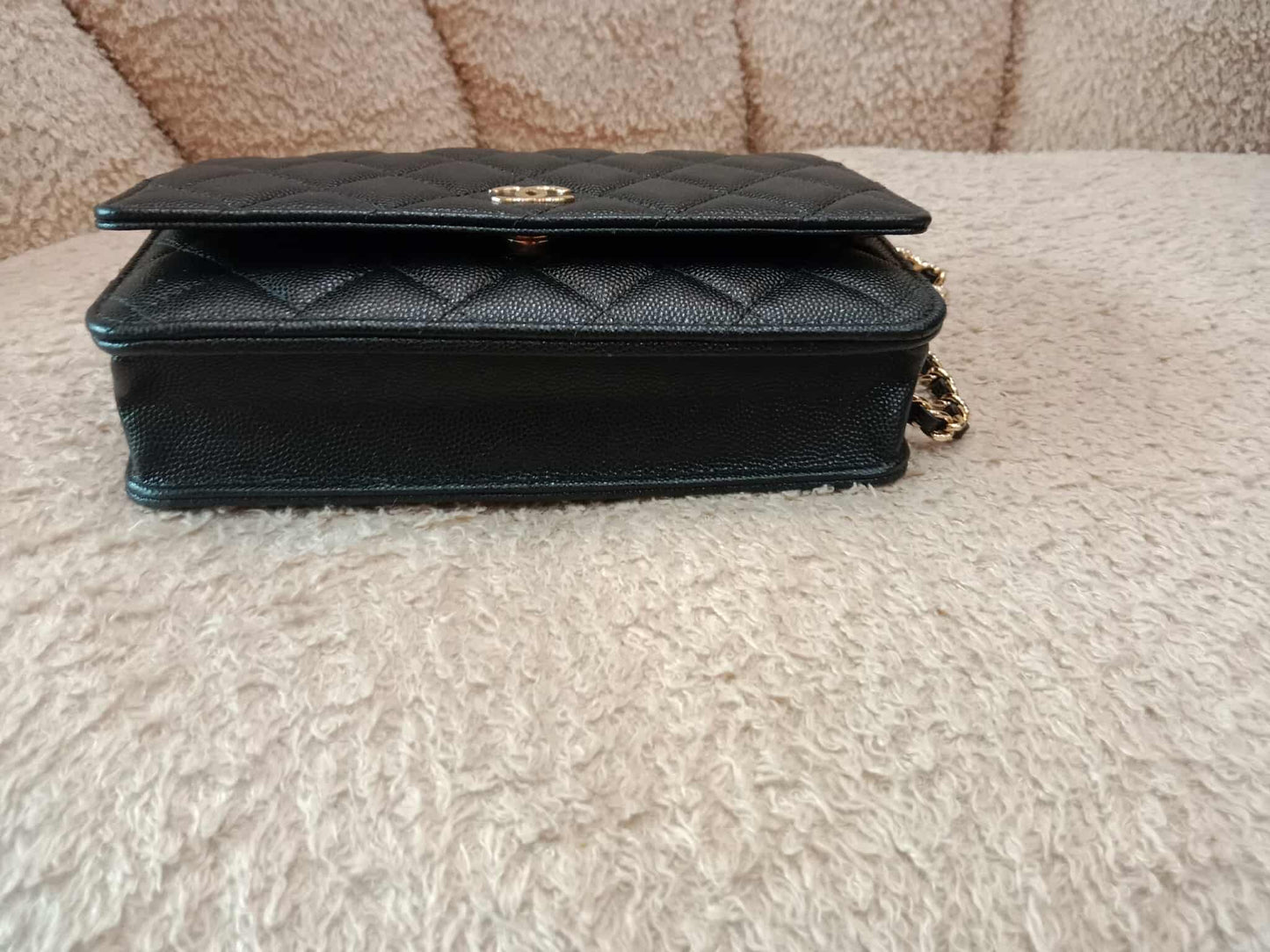 Chanel Classic Wallet on Chain Black Caviar Microchipped