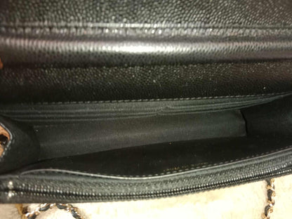 Chanel Classic Wallet on Chain Black Caviar Microchipped