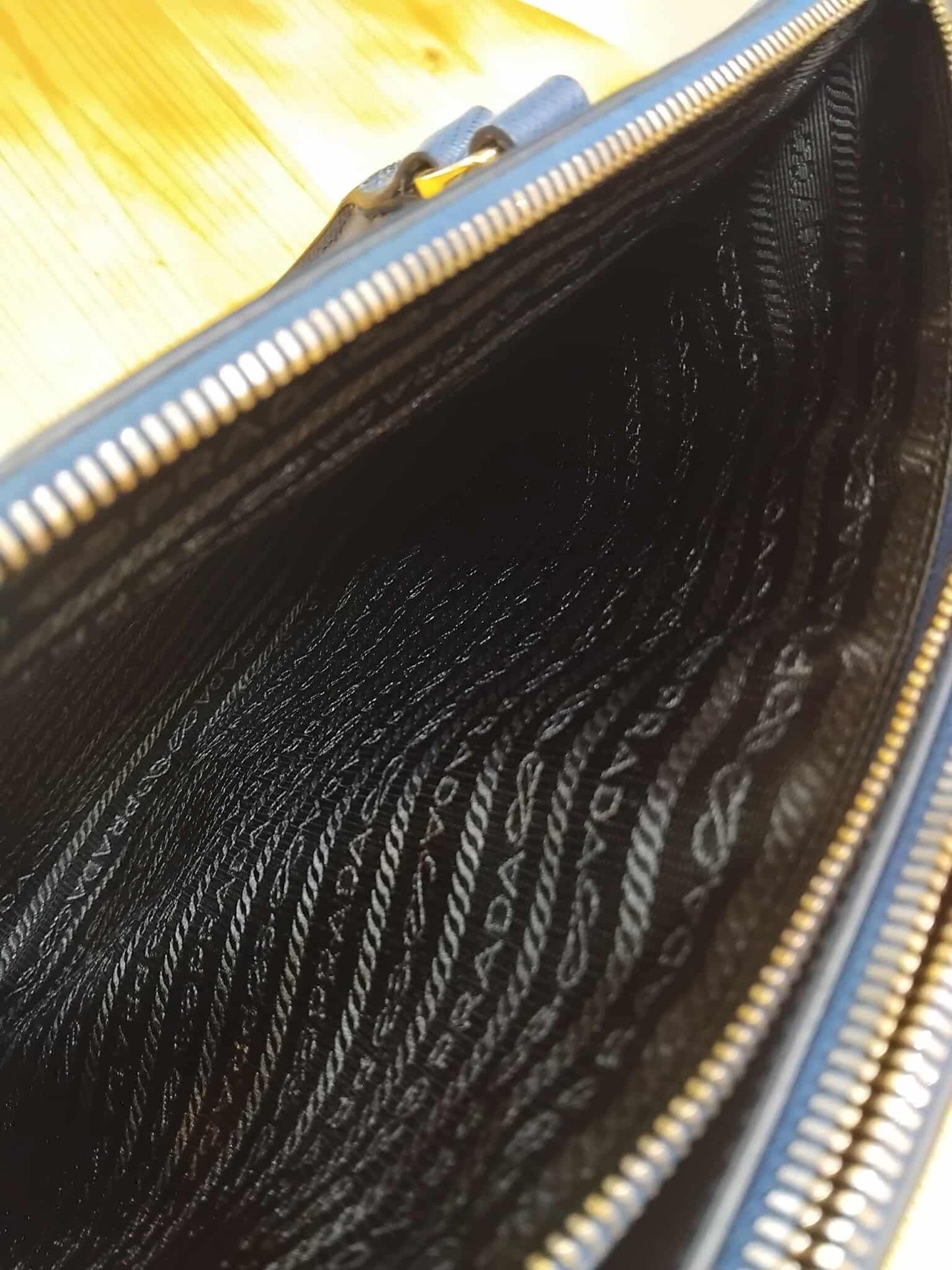 Prada Saffiano Lux Double Zip Tote Bag Blue GHW (208)
