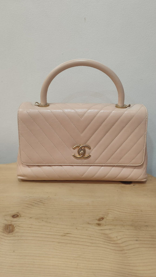 Chanel Cocohandle Chevron Lambskin Beige Series 24